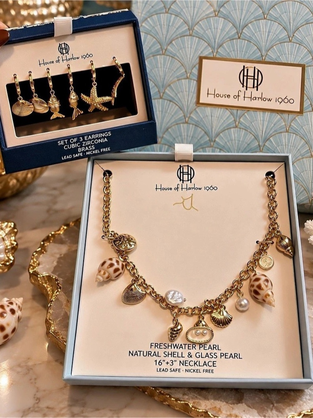 House of Harlow 1960 Necklace & 3 Pair Earring Bundle Set NWT